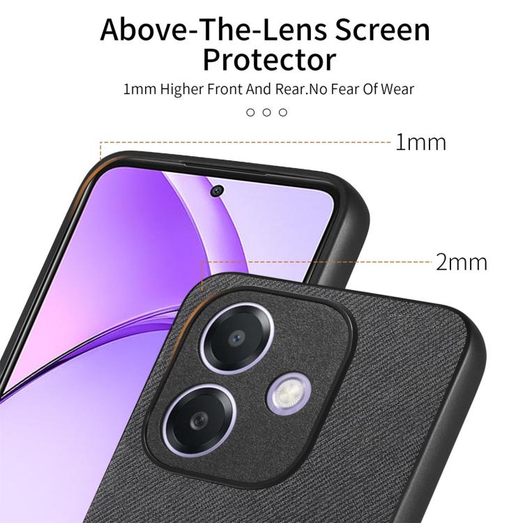 For OPPO A3X 4G Twill Fabric Leather Skin Back Phone Case