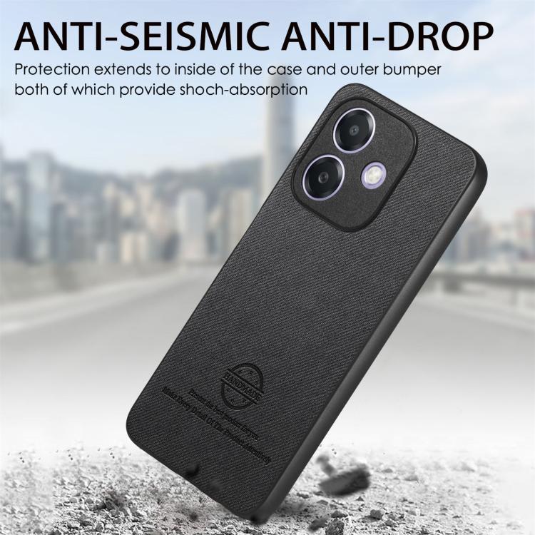For OPPO A3X 4G Twill Fabric Leather Skin Back Phone Case