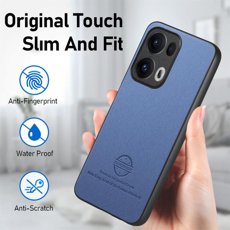 For OPPO Reno13  Global Twill Fabric Leather Skin Back Phone Case
