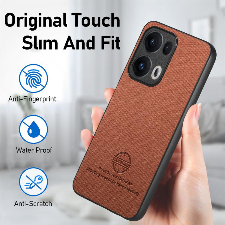 For OPPO Reno13  Global Twill Fabric Leather Skin Back Phone Case
