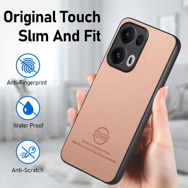 For OPPO Reno13  Global Twill Fabric Leather Skin Back Phone Case