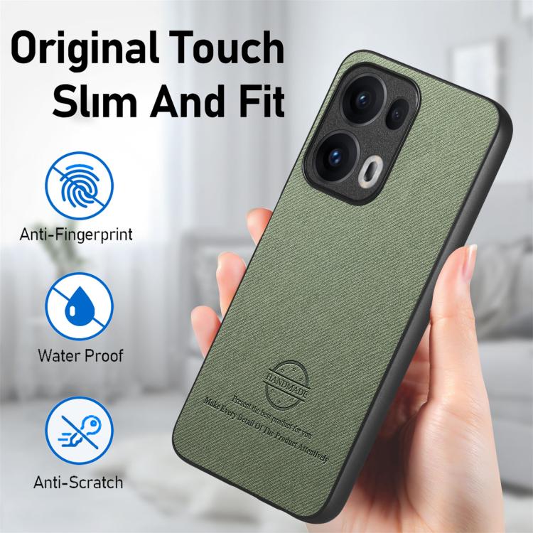 For OPPO Reno13  Global Twill Fabric Leather Skin Back Phone Case