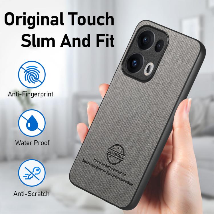 For OPPO Reno13  Global Twill Fabric Leather Skin Back Phone Case