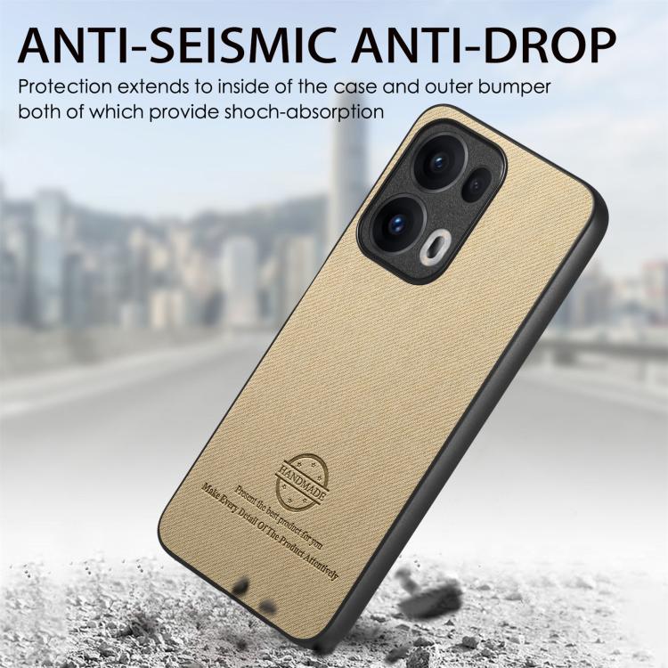 For OPPO Reno13  Global Twill Fabric Leather Skin Back Phone Case