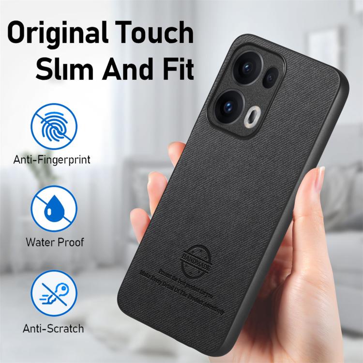 For OPPO Reno13  Global Twill Fabric Leather Skin Back Phone Case