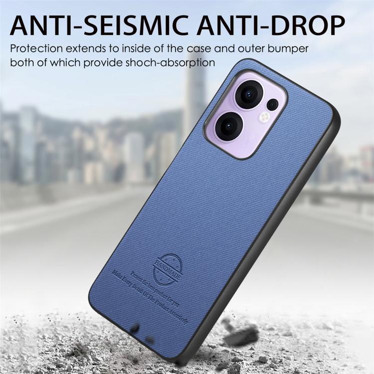 For OPPO Reno13 F Twill Fabric Leather Skin Back Phone Case