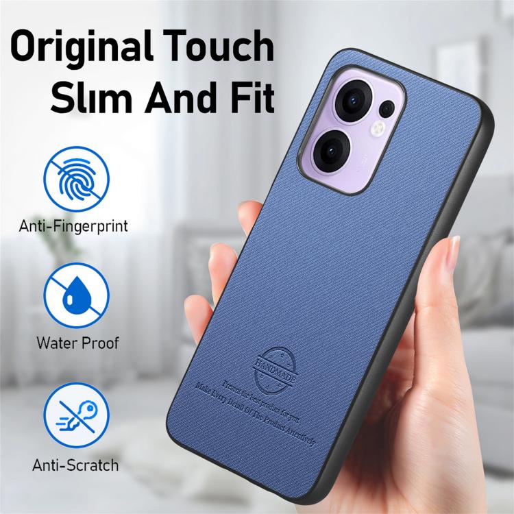 For OPPO Reno13 F Twill Fabric Leather Skin Back Phone Case