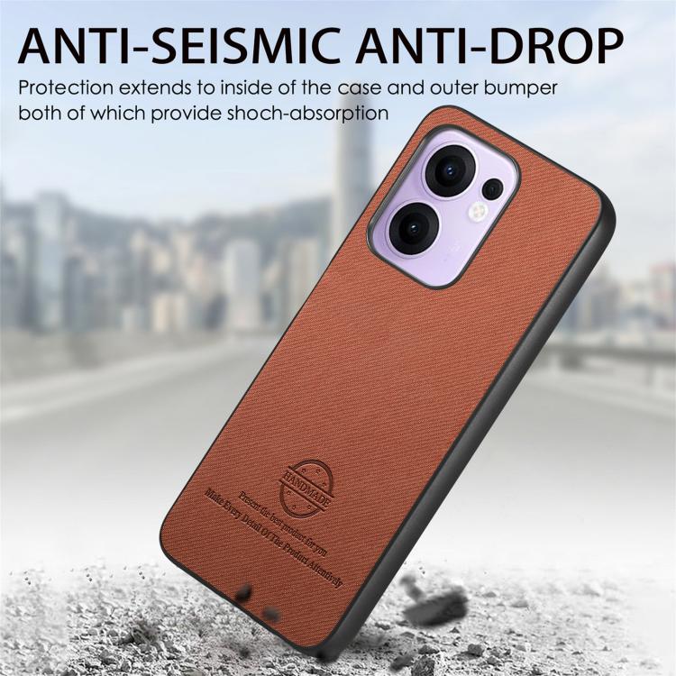 For OPPO Reno13 F Twill Fabric Leather Skin Back Phone Case