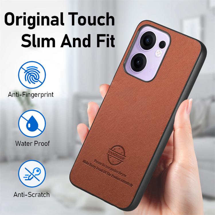 For OPPO Reno13 F Twill Fabric Leather Skin Back Phone Case