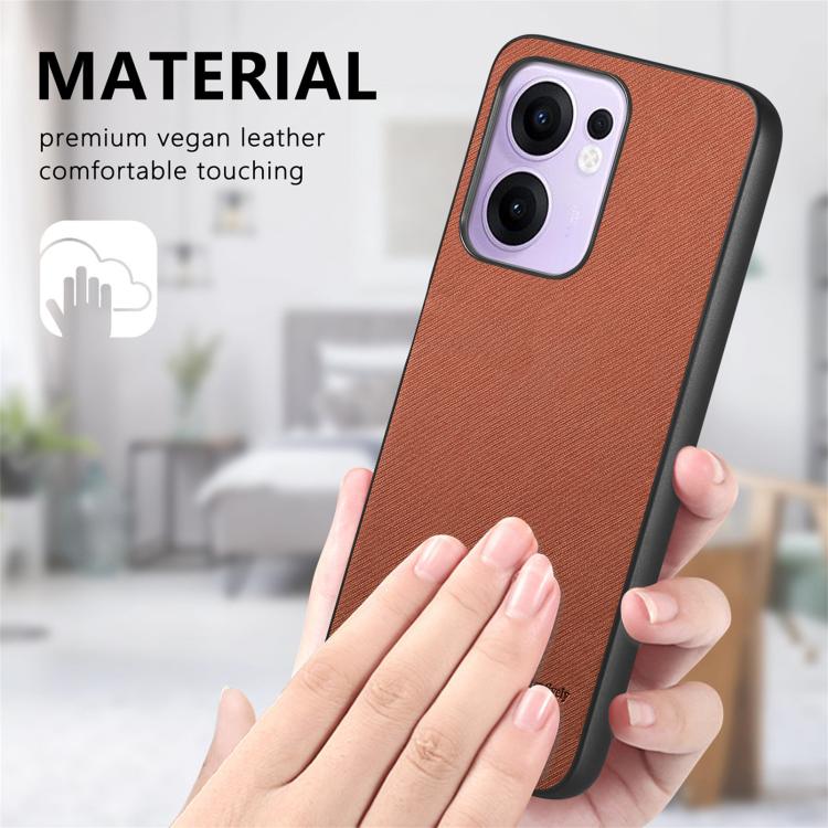 For OPPO Reno13 F Twill Fabric Leather Skin Back Phone Case