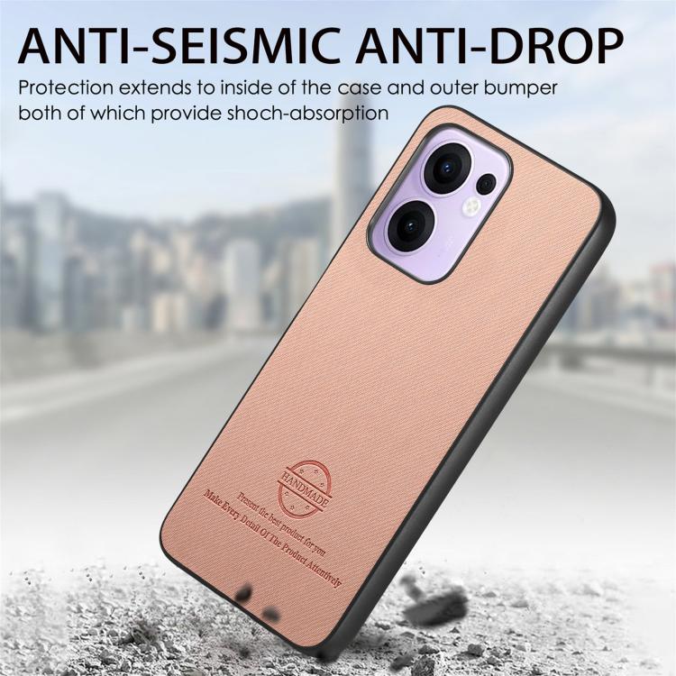 For OPPO Reno13 F Twill Fabric Leather Skin Back Phone Case