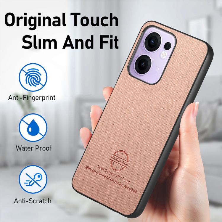 For OPPO Reno13 F Twill Fabric Leather Skin Back Phone Case