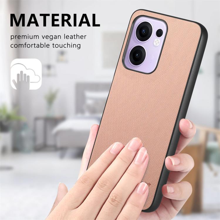 For OPPO Reno13 F Twill Fabric Leather Skin Back Phone Case