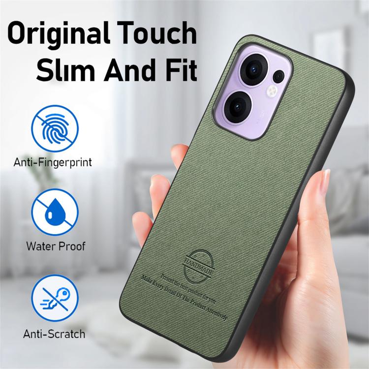 For OPPO Reno13 F Twill Fabric Leather Skin Back Phone Case