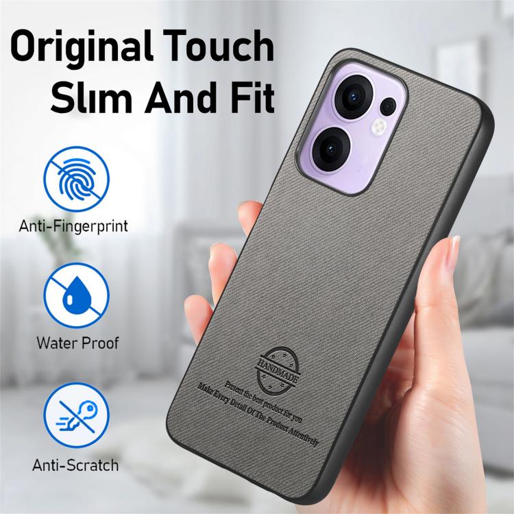 For OPPO Reno13 F Twill Fabric Leather Skin Back Phone Case