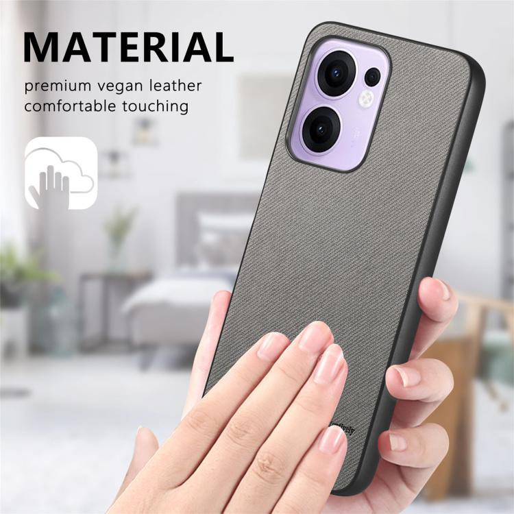 For OPPO Reno13 F Twill Fabric Leather Skin Back Phone Case