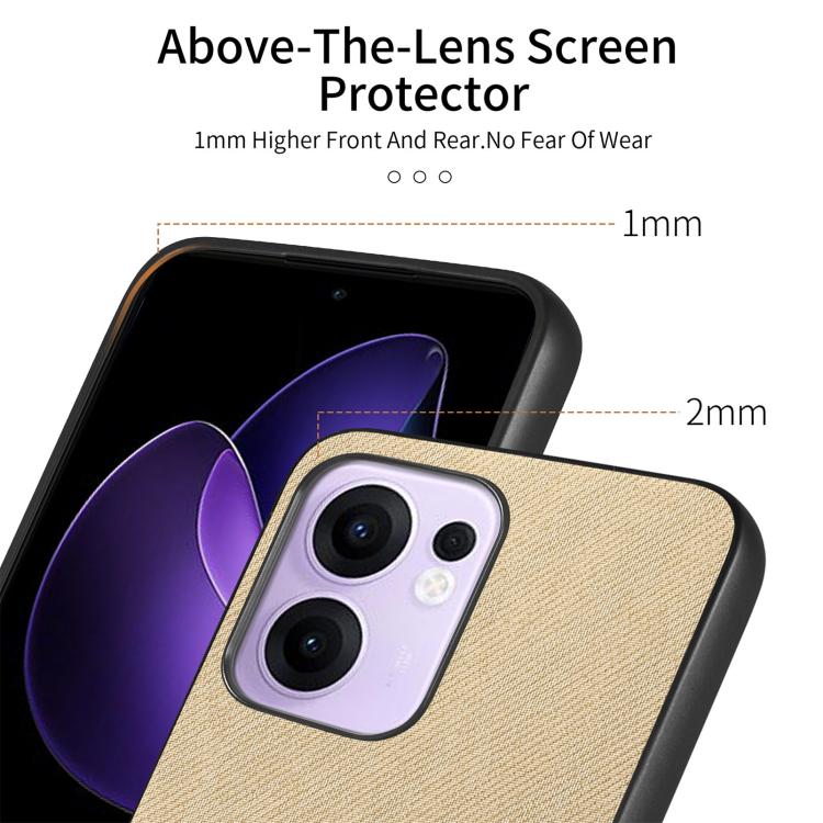 For OPPO Reno13 F Twill Fabric Leather Skin Back Phone Case