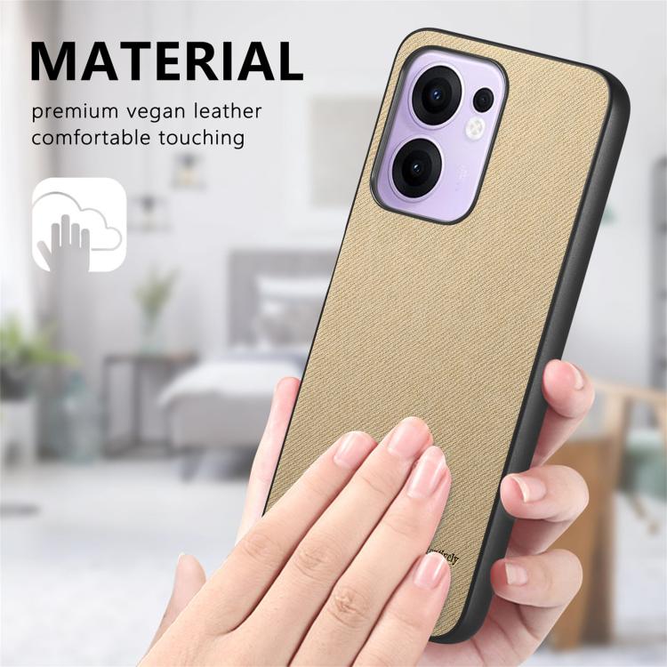 For OPPO Reno13 F Twill Fabric Leather Skin Back Phone Case