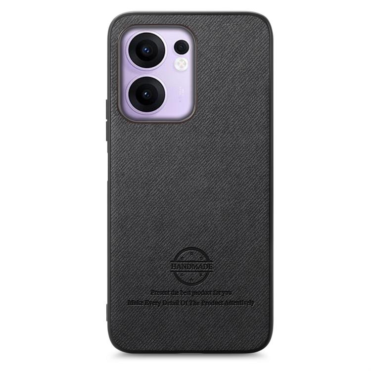 For OPPO Reno13 F Twill Fabric Leather Skin Back Phone Case