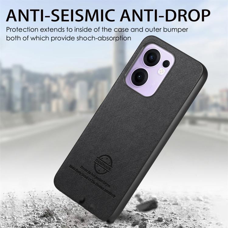 For OPPO Reno13 F Twill Fabric Leather Skin Back Phone Case