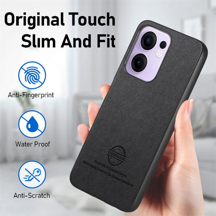 For OPPO Reno13 F Twill Fabric Leather Skin Back Phone Case