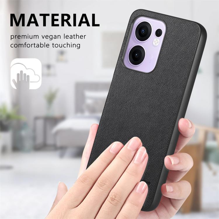 For OPPO Reno13 F Twill Fabric Leather Skin Back Phone Case