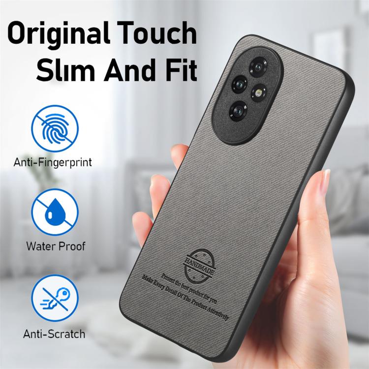 For Honor 200 Pro Twill Fabric Leather Skin Back Phone Case
