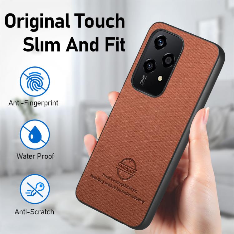 For Honor 200 Lite Global Twill Fabric Leather Skin Back Phone Case