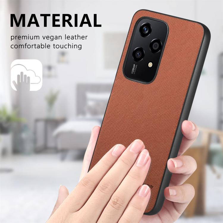 For Honor 200 Lite Global Twill Fabric Leather Skin Back Phone Case
