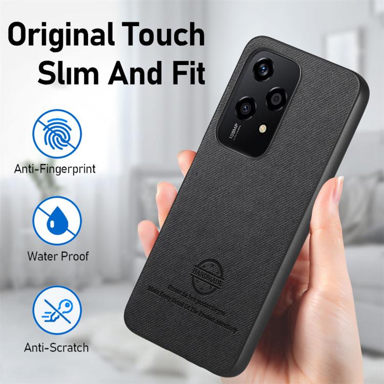 For Honor 200 Lite Global Twill Fabric Leather Skin Back Phone Case