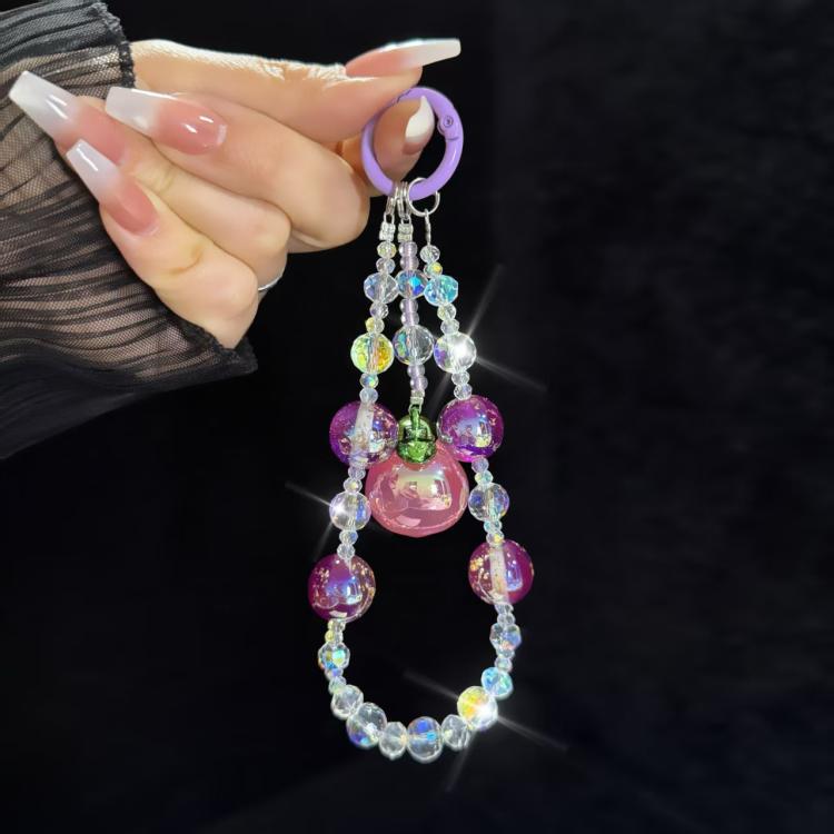 Large Peach Foil Bead Phone Chain - Purple