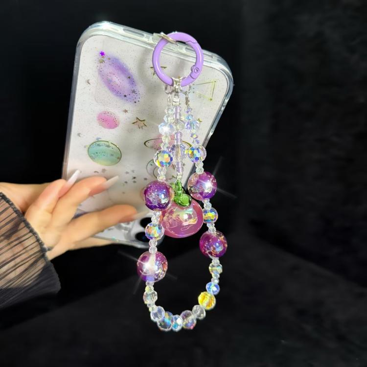 Large Peach Foil Bead Phone Chain - Purple