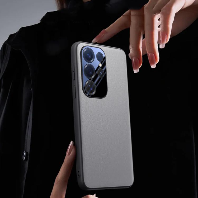 For Samsung Galaxy S25 Ultra 5G Plain-leather All-inclusive Shockproof Phone Case