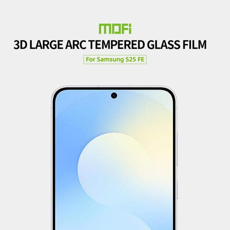 For Samsung Galaxy S25 FE 5G MOFI 9H 3D Explosion-proof Curved Screen Tempered Glass Film - Black