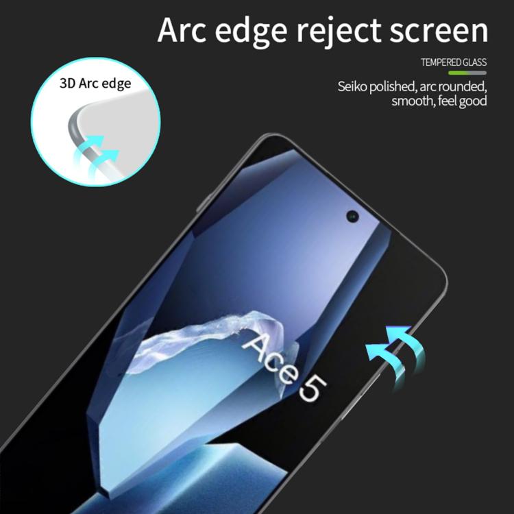 For OnePlus Ace 5 / Ace 5 Pro  MOFI 9H 3D Explosion-proof Curved Screen Tempered Glass Film - Black