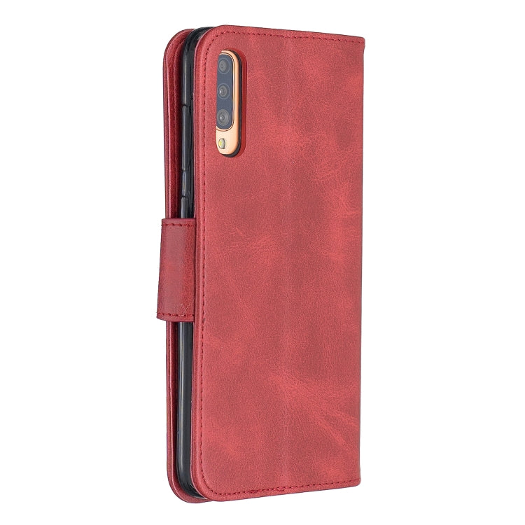 Retro Lambskin Texture Pure Color Horizontal Flip PU Leather Case for Galaxy A7, with Holder & Card Slots & Wallet & Lanyard