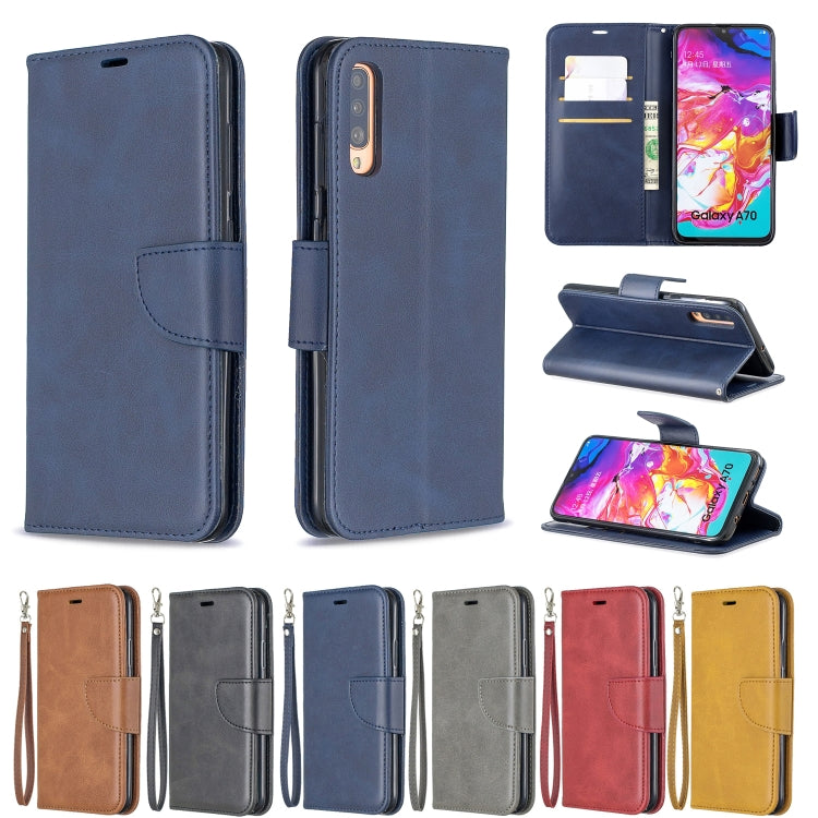 Retro Lambskin Texture Pure Color Horizontal Flip PU Leather Case for Galaxy A7, with Holder & Card Slots & Wallet & Lanyard