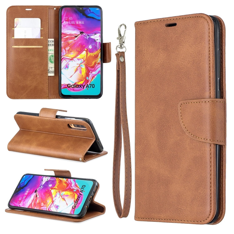 Retro Lambskin Texture Pure Color Horizontal Flip PU Leather Case for Galaxy A7, with Holder & Card Slots & Wallet & Lanyard