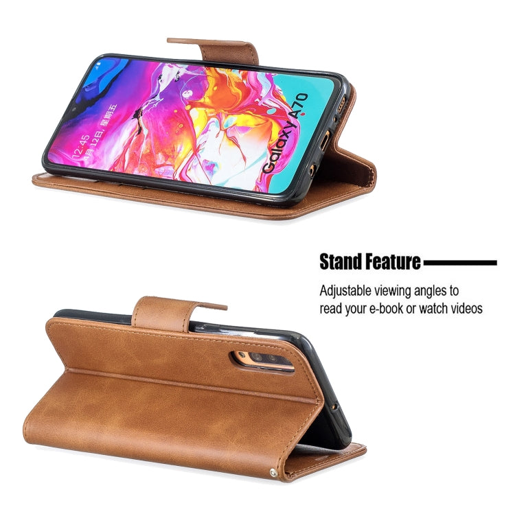 Retro Lambskin Texture Pure Color Horizontal Flip PU Leather Case for Galaxy A7, with Holder & Card Slots & Wallet & Lanyard