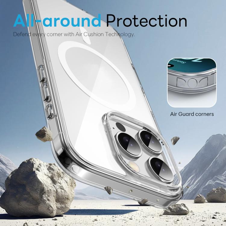 For iPhone 16 Pro Max NORTHJO 3 in 1 PC Magnetic Phone Case with Screen Film and Lens Film - Clear