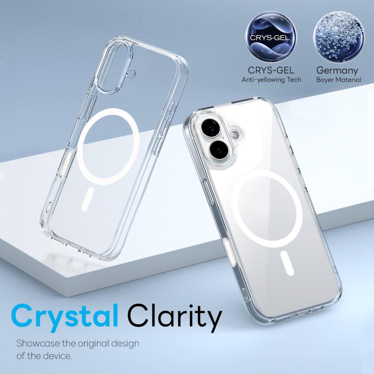For iPhone 16 Plus NORTHJO 3 in 1 PC Magnetic Phone Case with Screen Film and Lens Film - Clear