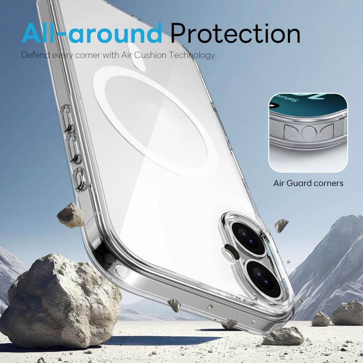 For iPhone 16 NORTHJO 3 in 1 PC Magnetic Phone Case with Screen Film and Lens Film - Clear
