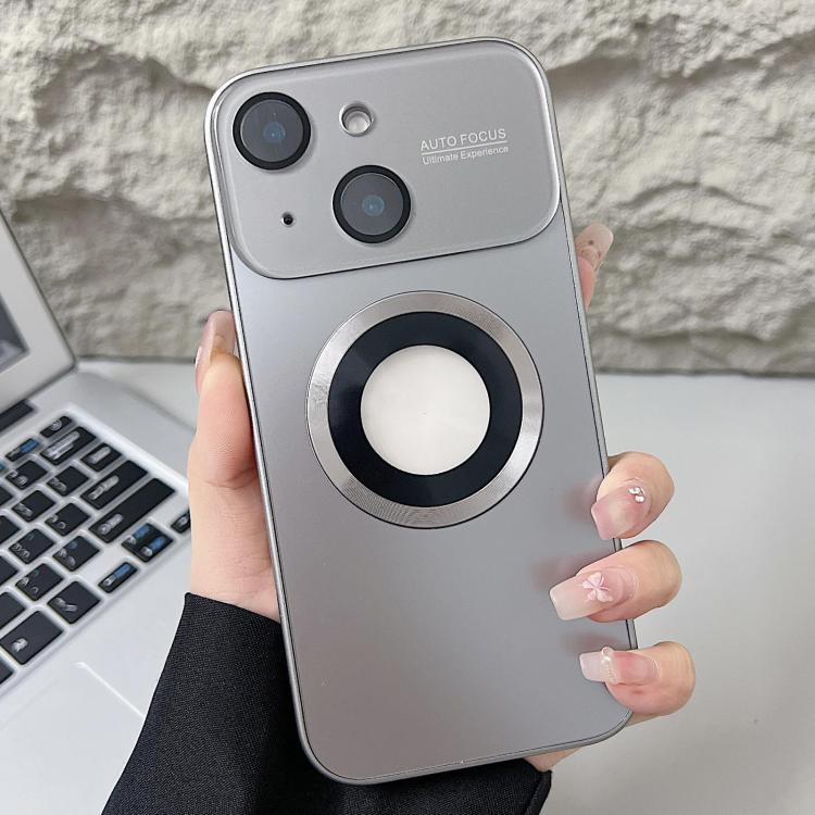 For iPhone 14 Plating Large Window MagSafe Phone Case
