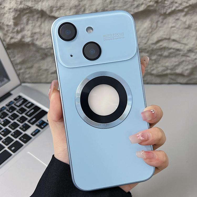 For iPhone 15 Plating Large Window MagSafe Phone Case