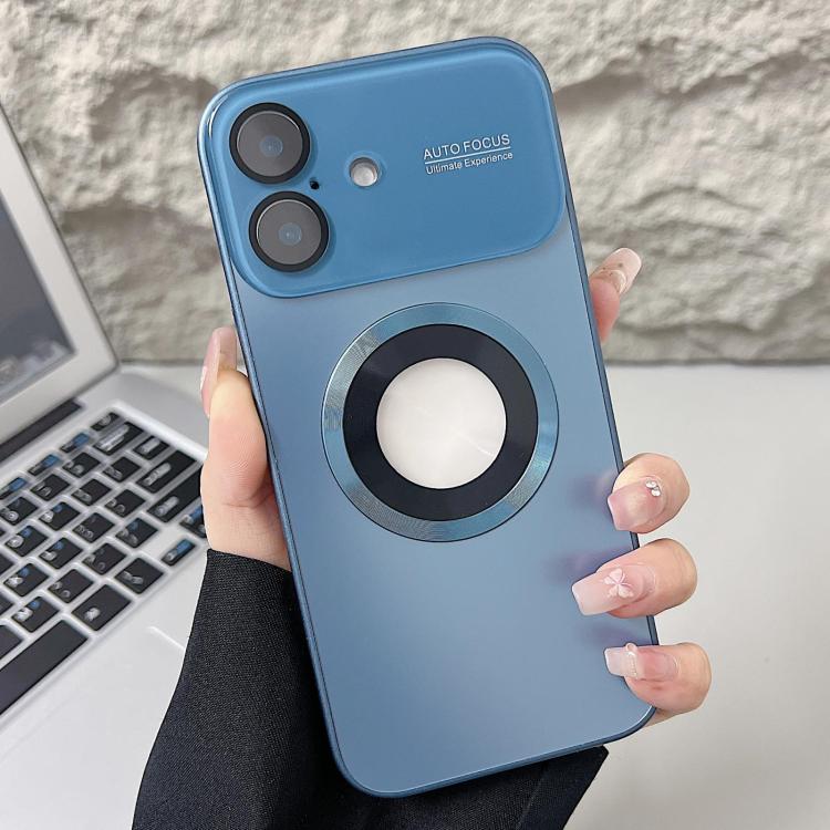 For iPhone 16 Plus Plating Large Window MagSafe Phone Case