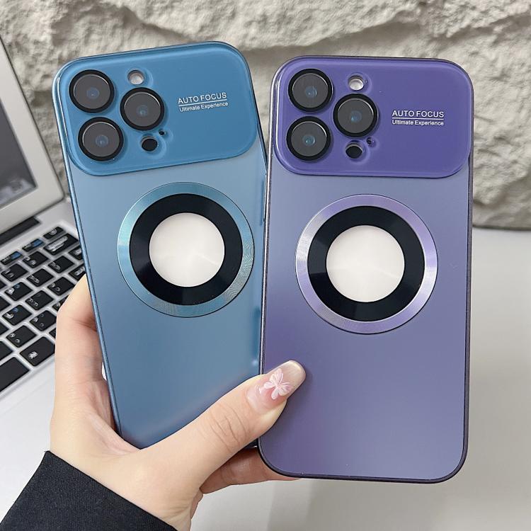 For iPhone 14 Plating Large Window MagSafe Phone Case