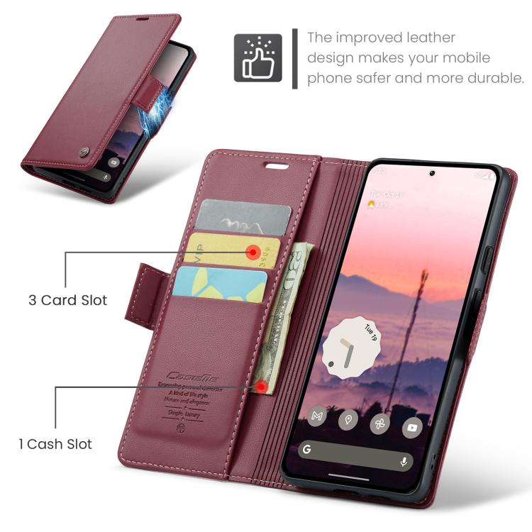 For Google Pixel 9a CaseMe 023 Butterfly Buckle Litchi Texture RFID Anti-theft Leather Phone Case