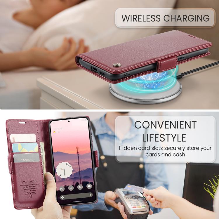 For Google Pixel 9a CaseMe 023 Butterfly Buckle Litchi Texture RFID Anti-theft Leather Phone Case