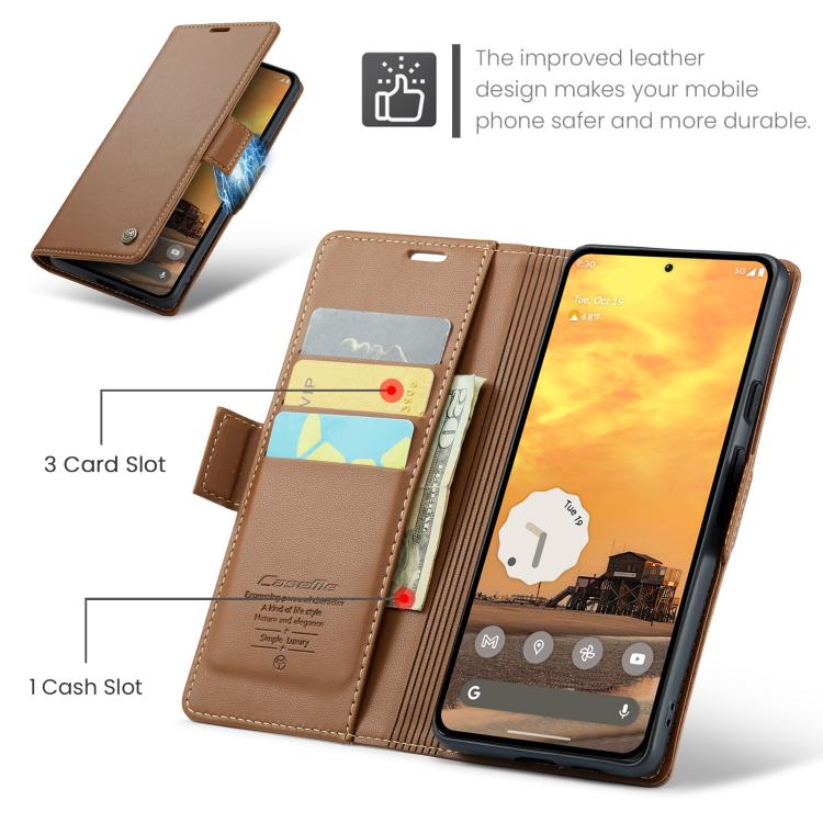 For Google Pixel 9a CaseMe 023 Butterfly Buckle Litchi Texture RFID Anti-theft Leather Phone Case