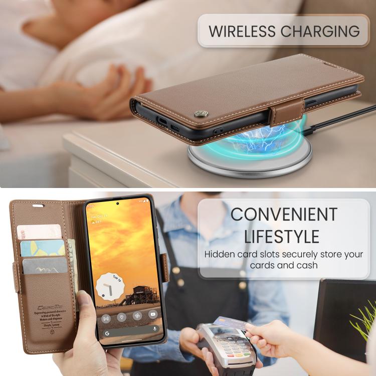 For Google Pixel 9a CaseMe 023 Butterfly Buckle Litchi Texture RFID Anti-theft Leather Phone Case